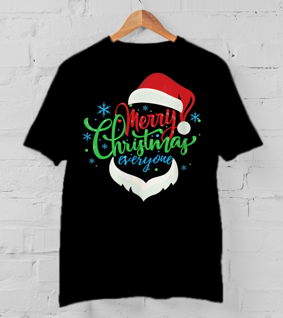 Merry Christmas Everyone Santa Hat With Beard T-Shirt