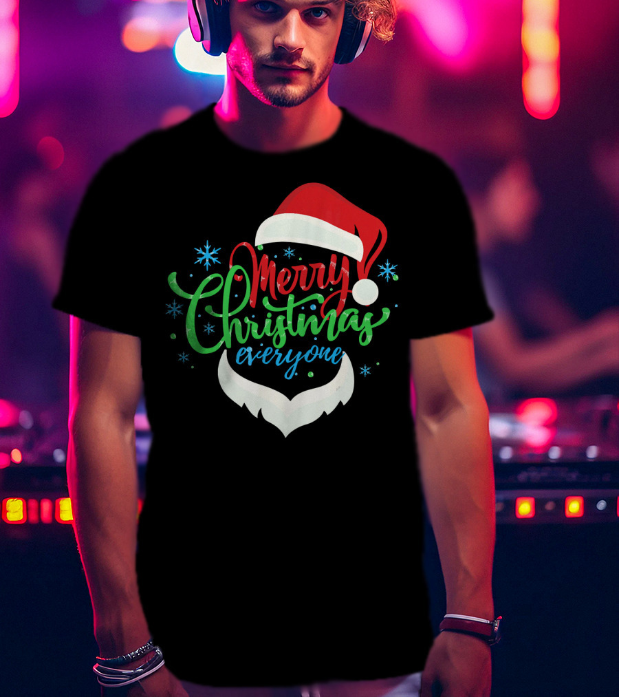 Merry Christmas Everyone Santa Hat With Beard T-Shirt