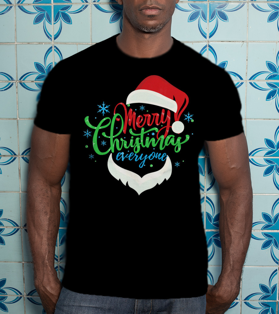 Merry Christmas Everyone Santa Hat With Beard T-Shirt