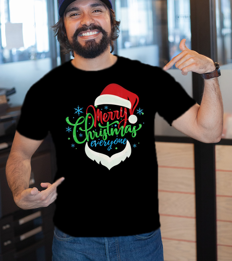 Merry Christmas Everyone Santa Hat With Beard T-Shirt