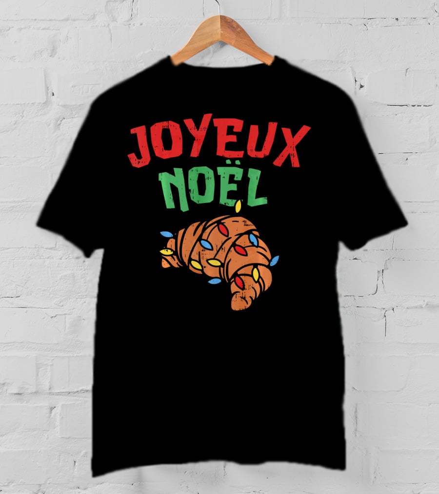 Joyeux Noel Croissant Christmas Lights T-Shirt