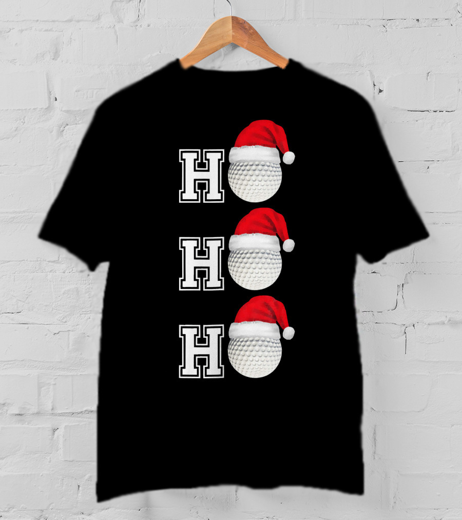 Ho Ho Ho Golf Ball Santa Hat Christmas T-Shirt