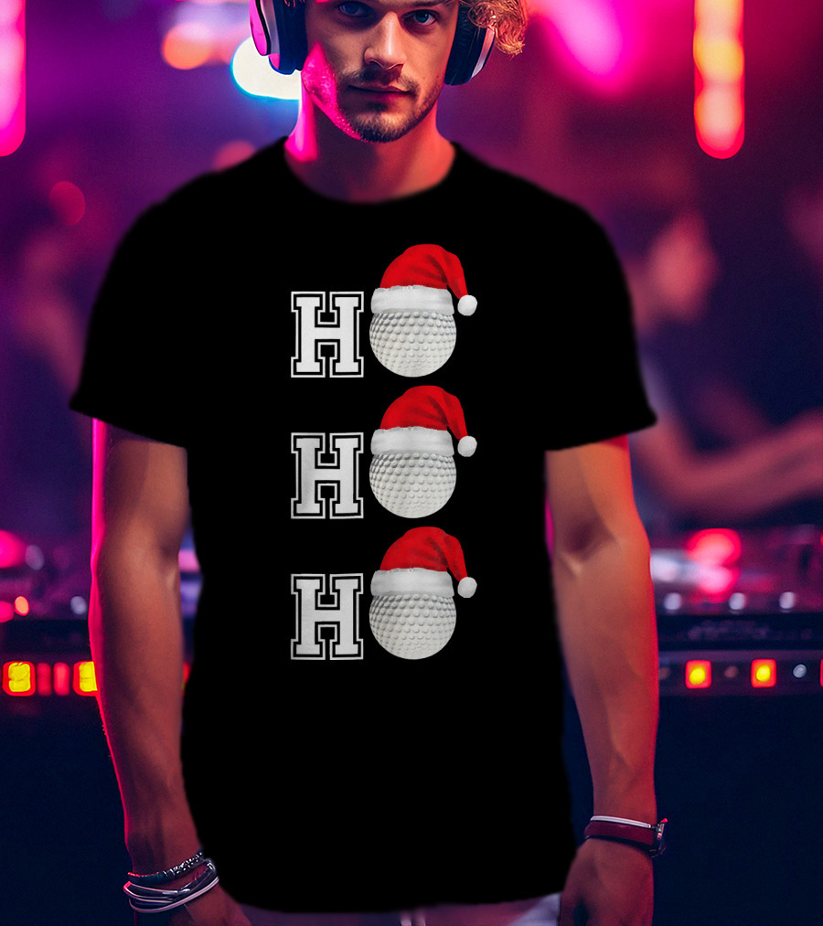 Ho Ho Ho Golf Ball Santa Hat Christmas T-Shirt