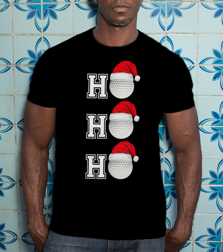 Ho Ho Ho Golf Ball Santa Hat Christmas T-Shirt