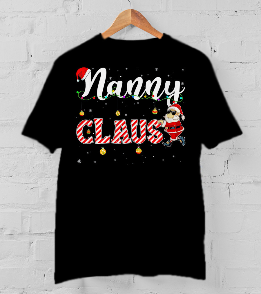 Nanny Claus Cute Christmas Santa Hat Matching T-Shirt
