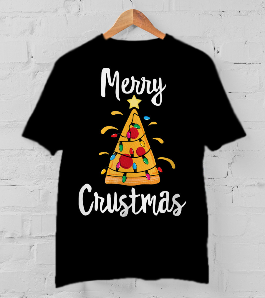 Merry Crustmas Christmas Men Boy Pizza Tree T-Shirt