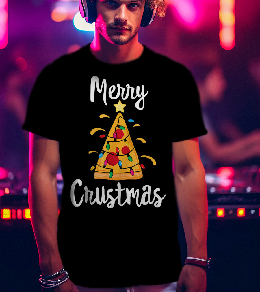 Merry Crustmas Christmas Men Boy Pizza Tree T-Shirt