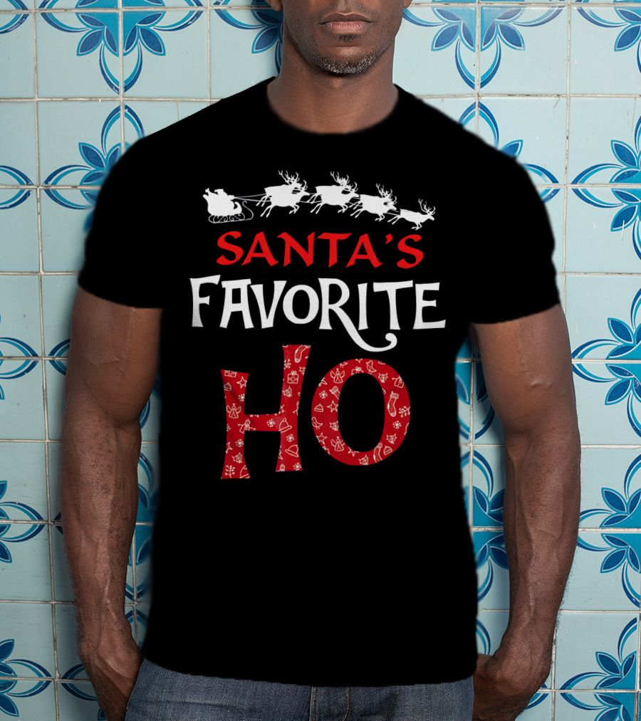 Santa's Favorite Ho Reindeer Sleigh Christmas Holiday T-Shirt