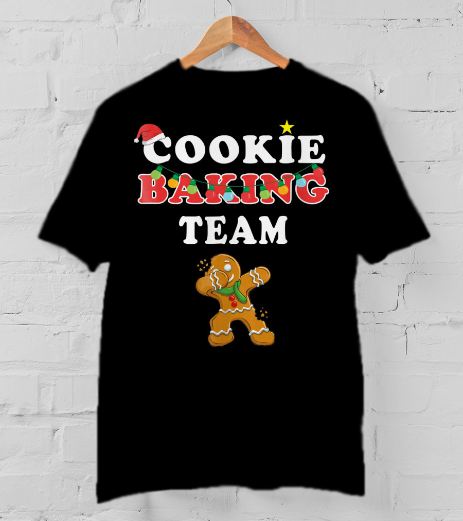 Cookie Baking Team Christmas Gingerbread Santa Lights Holiday T-Shirt