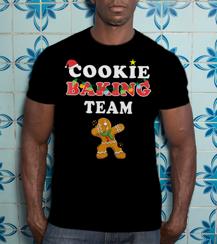 Cookie Baking Team Christmas Gingerbread Santa Lights Holiday T-Shirt