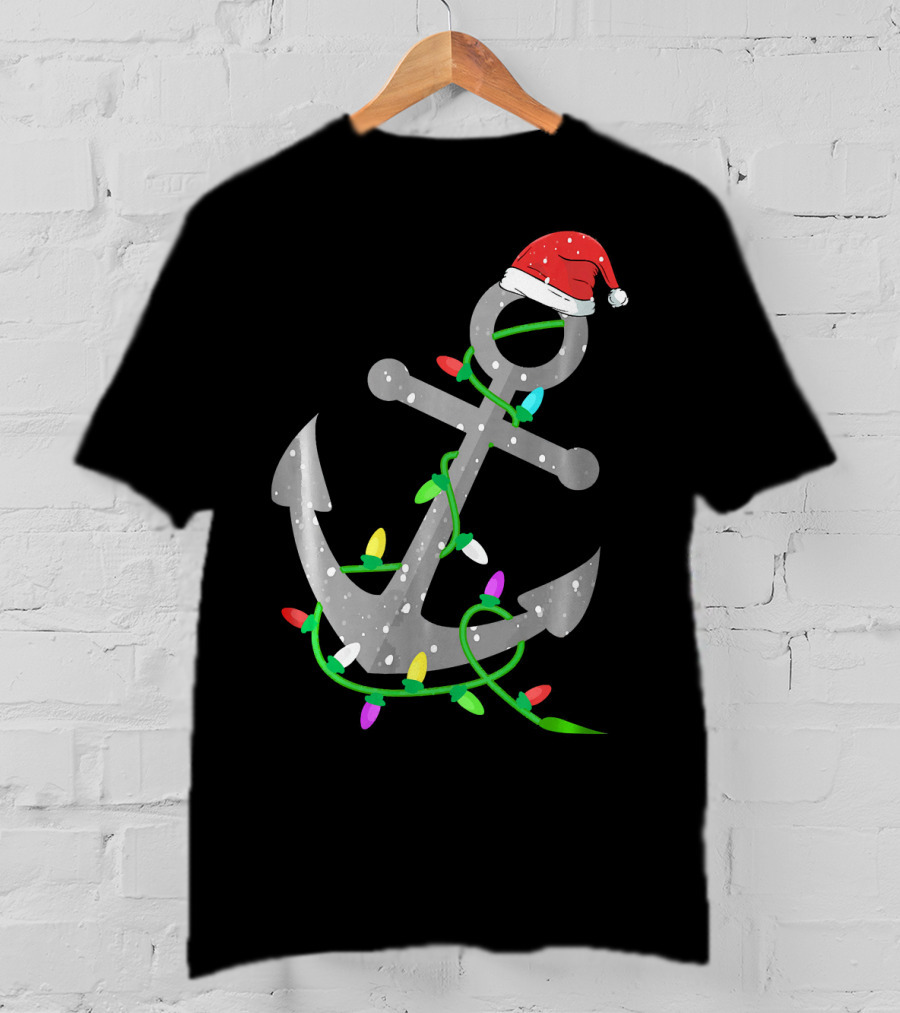 Merry Captain Santa Anchor With Christmas Lights T-Shirt