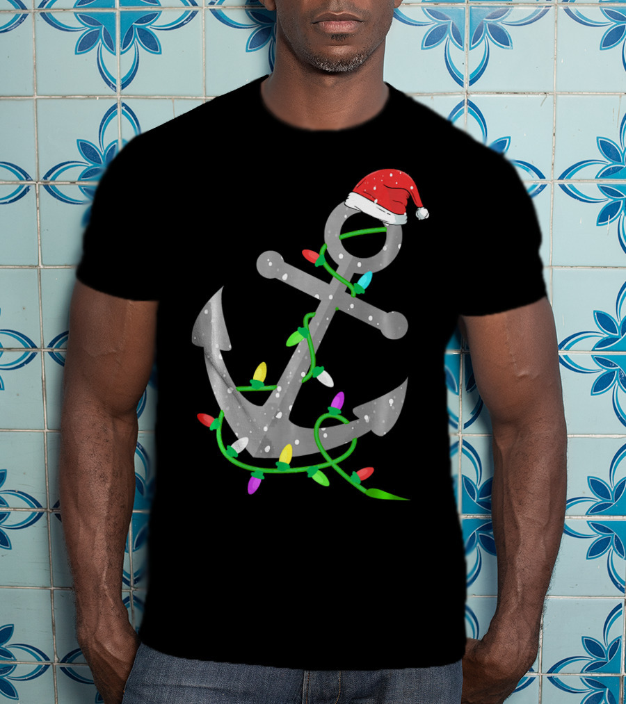Merry Captain Santa Anchor With Christmas Lights T-Shirt