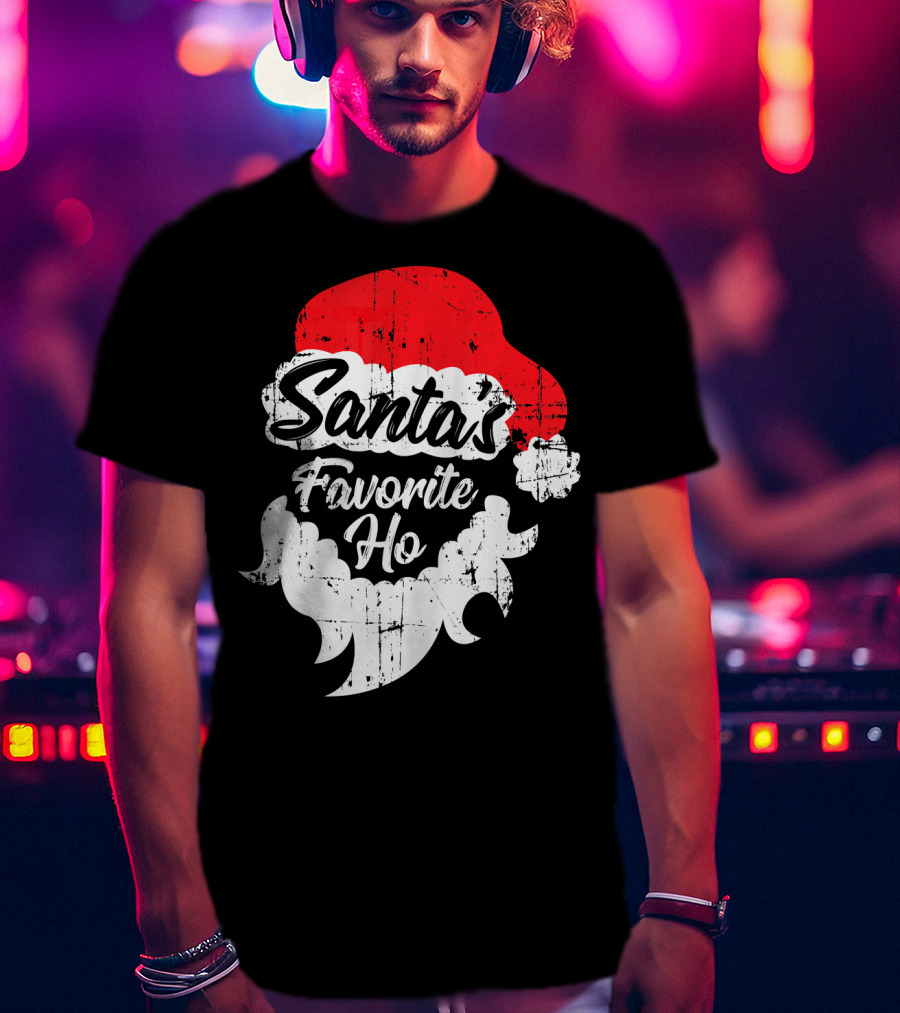 Santa's Favorite Ho Christmas Beard And Hat T-Shirt