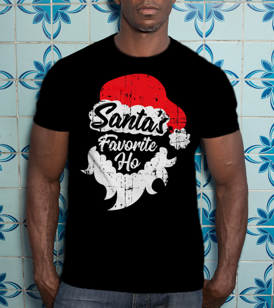 Santa's Favorite Ho Christmas Beard And Hat T-Shirt