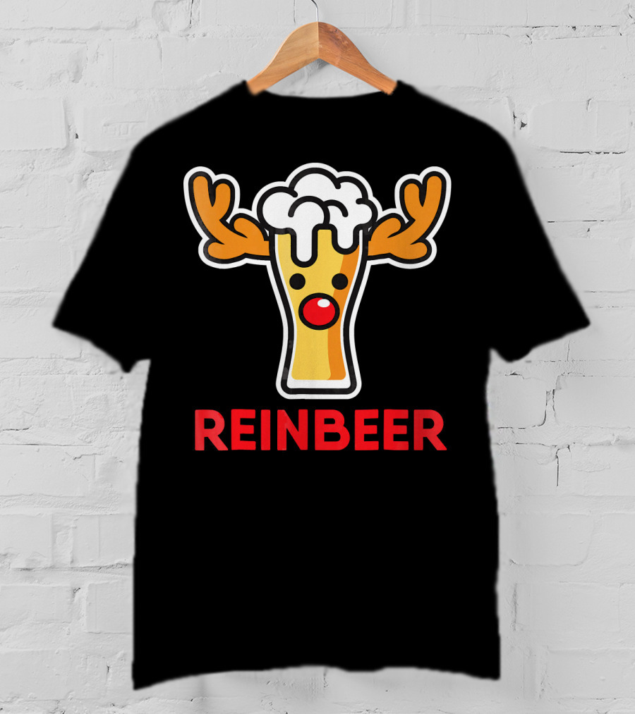 Rein Beer Reindeer With Antlers And Foamy Beer Head T-Shirt