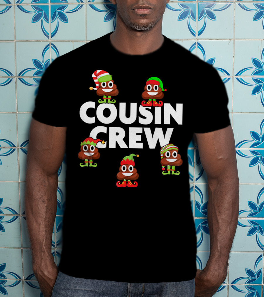 Cousin Crew Christmas PJs Elf Poop Emoji T-Shirt