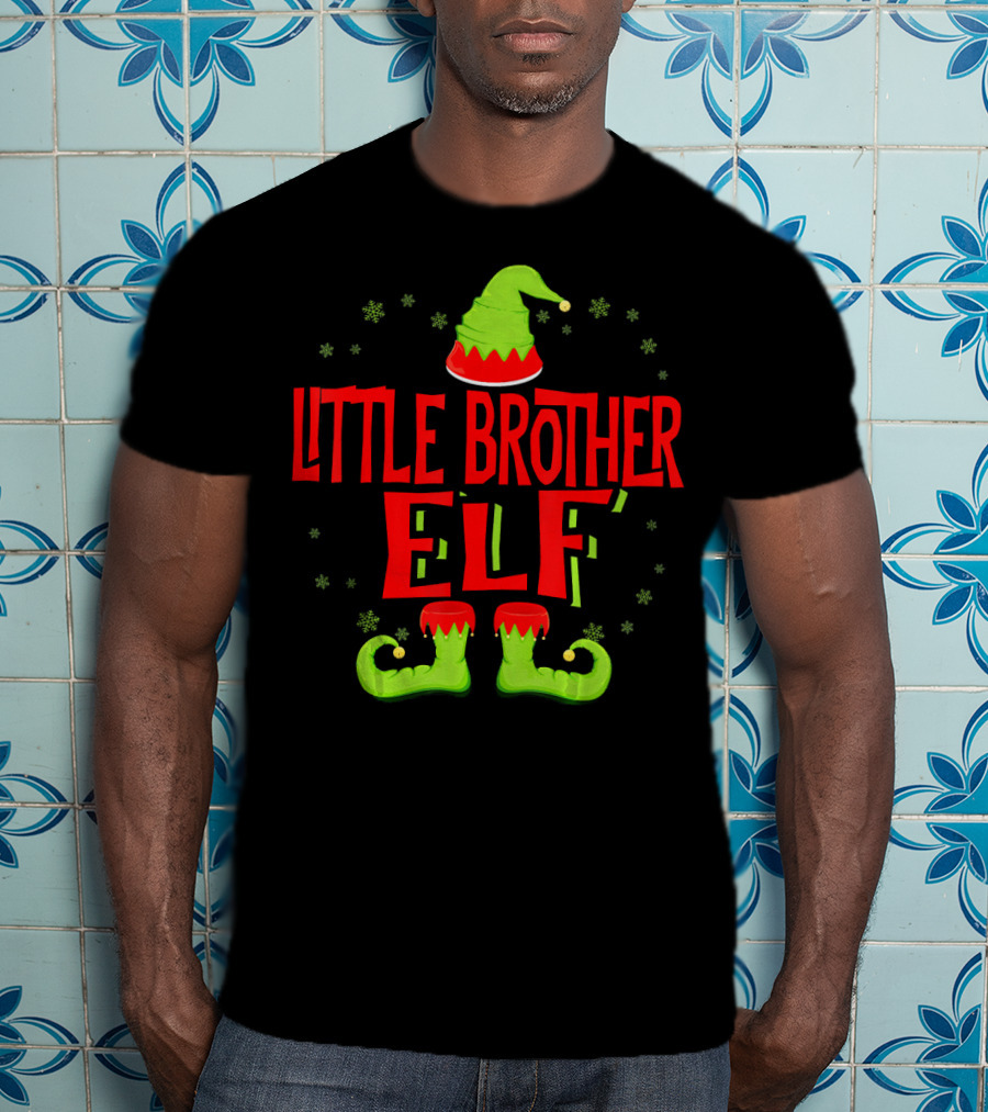 Little Brother Elf Matching Family Christmas T-Shirt