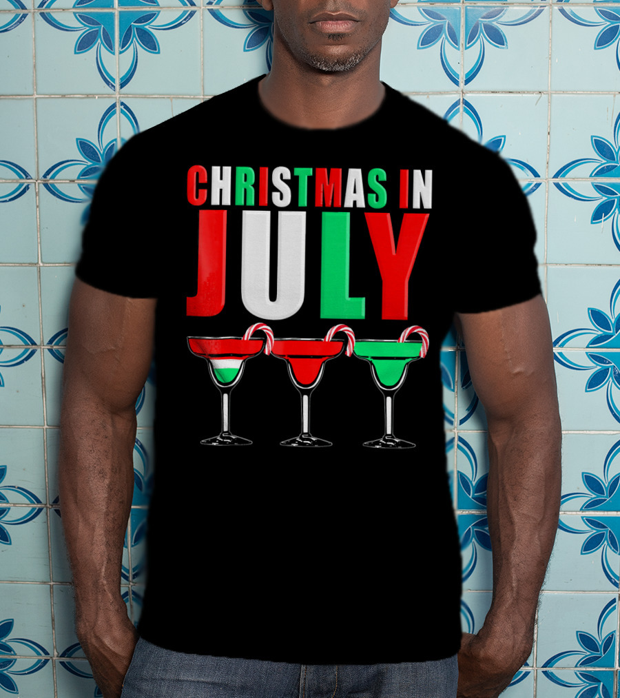 Christmas In July Candy Cane Cocktail Mixed Drinks T-Shirt