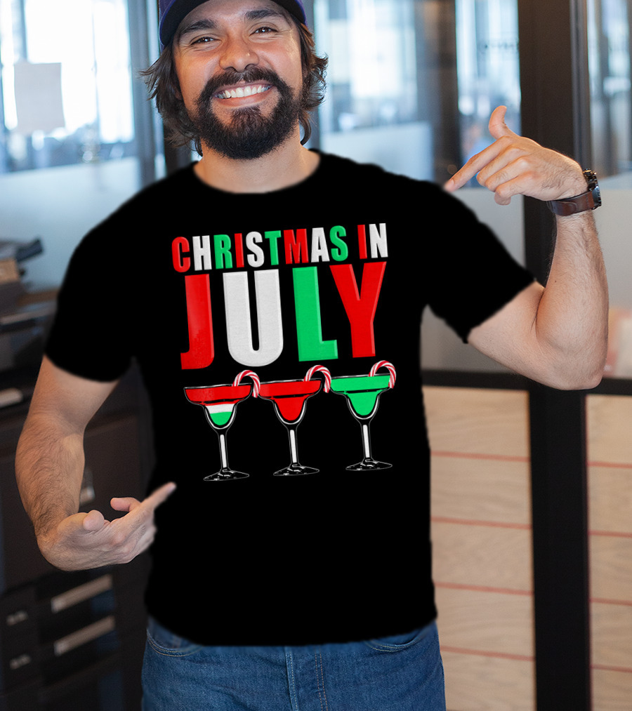 Christmas In July Candy Cane Cocktail Mixed Drinks T-Shirt