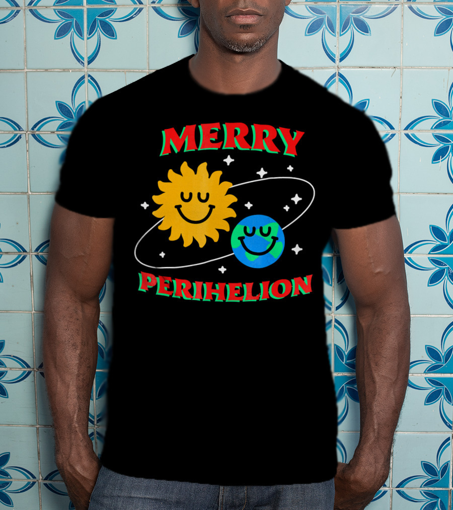 Merry Perihelion Sun Earth Smiling Orbit T-Shirt