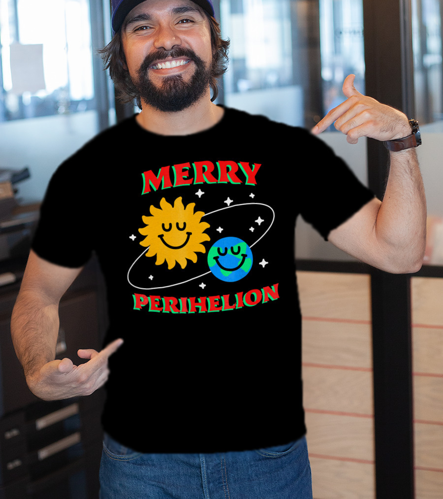 Merry Perihelion Sun Earth Smiling Orbit T-Shirt