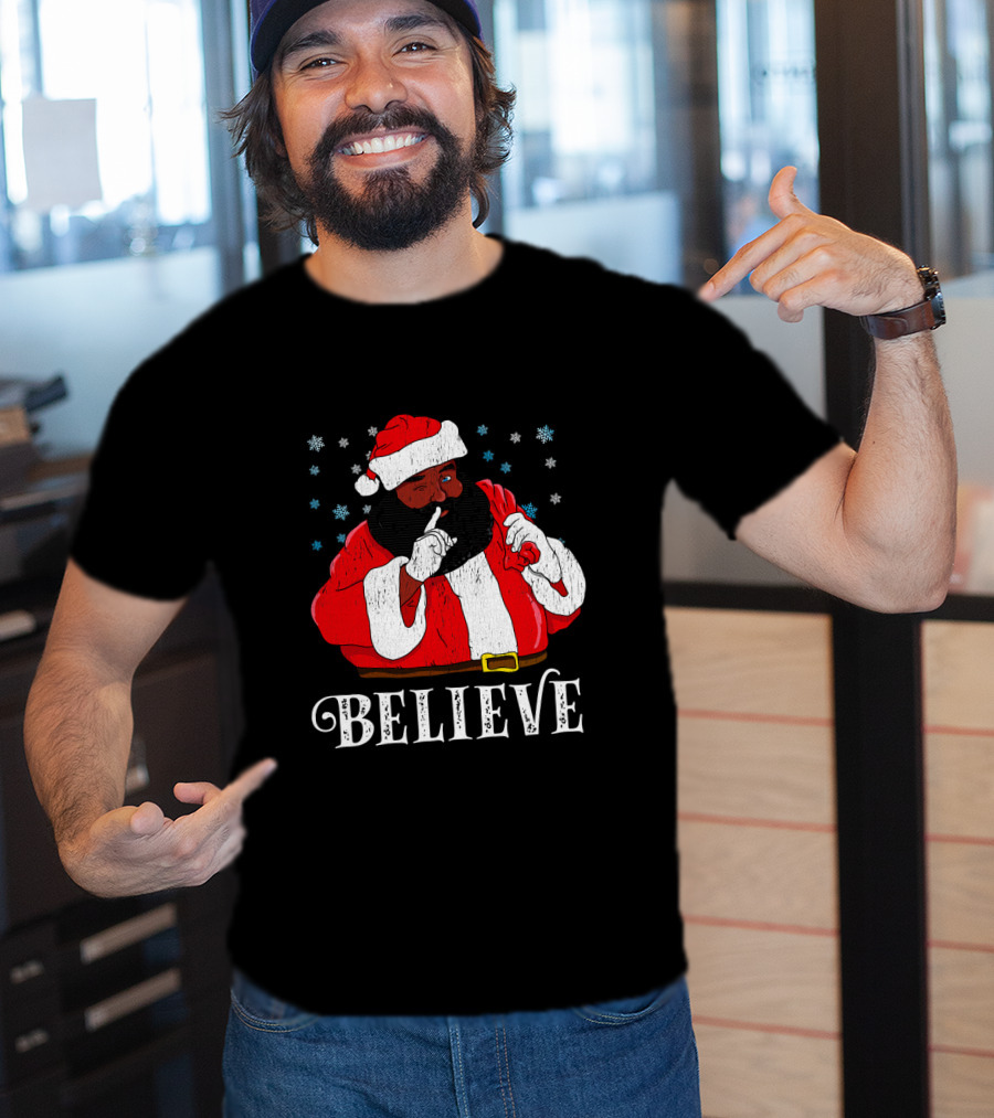 Believe Santa African Christmas Snowflakes T-Shirt