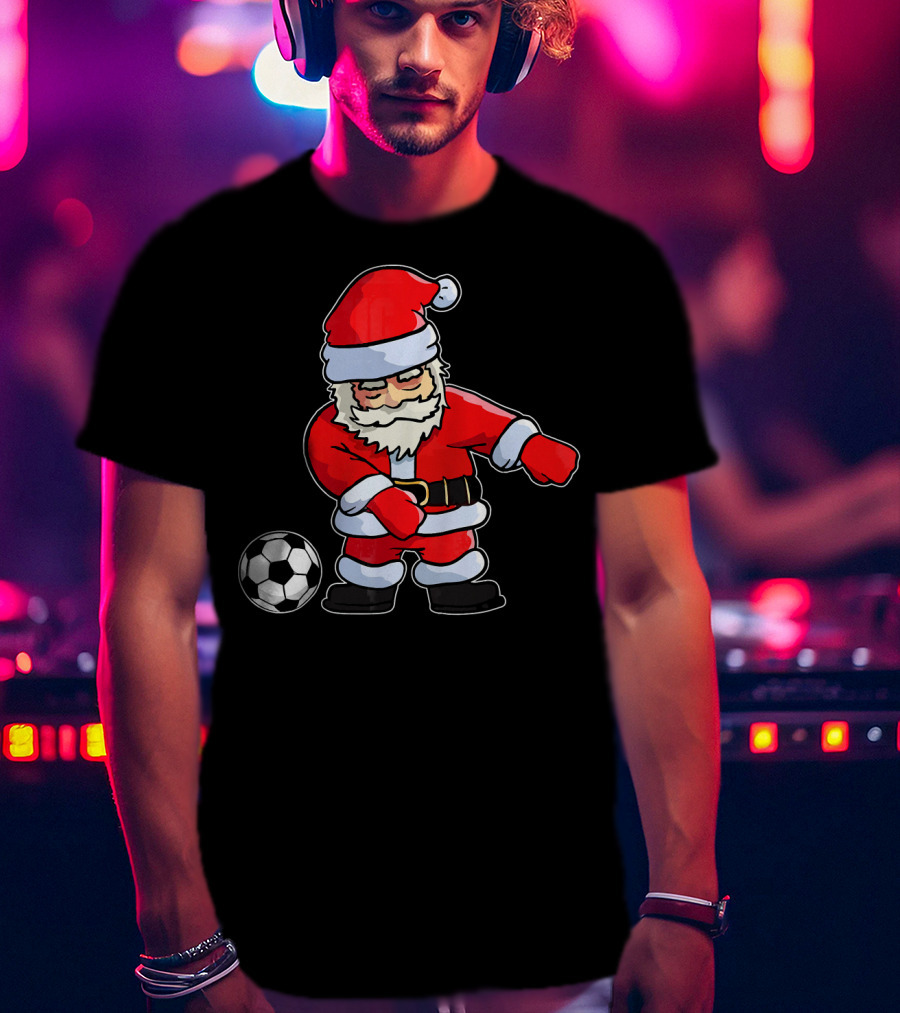 Santa Claus Dancing With Soccer Ball T-Shirt