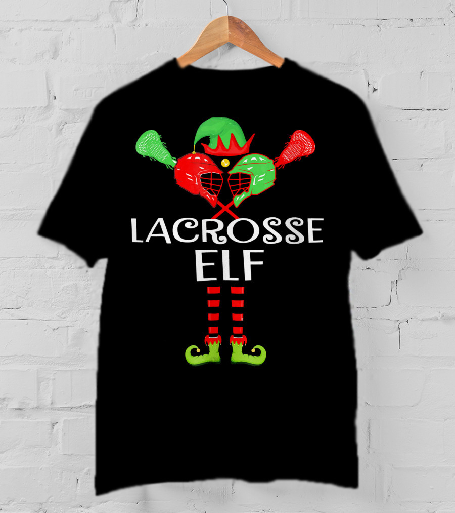 Lacrosse Elf Funny Holiday Sports Lover T-Shirt