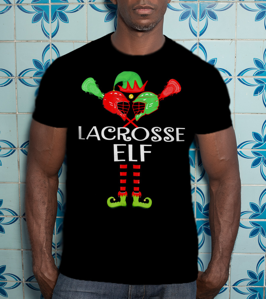Lacrosse Elf Funny Holiday Sports Lover T-Shirt