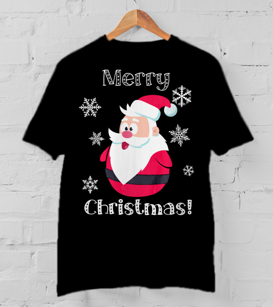 Merry Christmas Santa Claus Cute Snowflakes T-Shirt