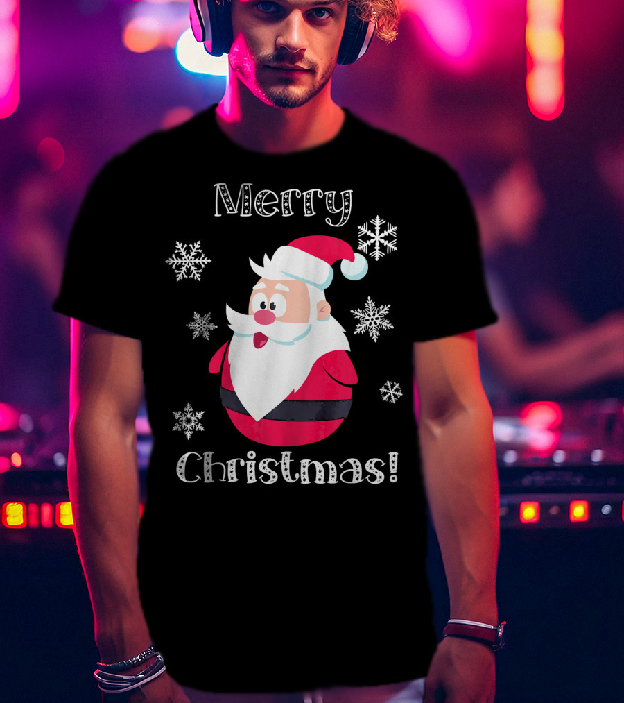 Merry Christmas Santa Claus Cute Snowflakes T-Shirt
