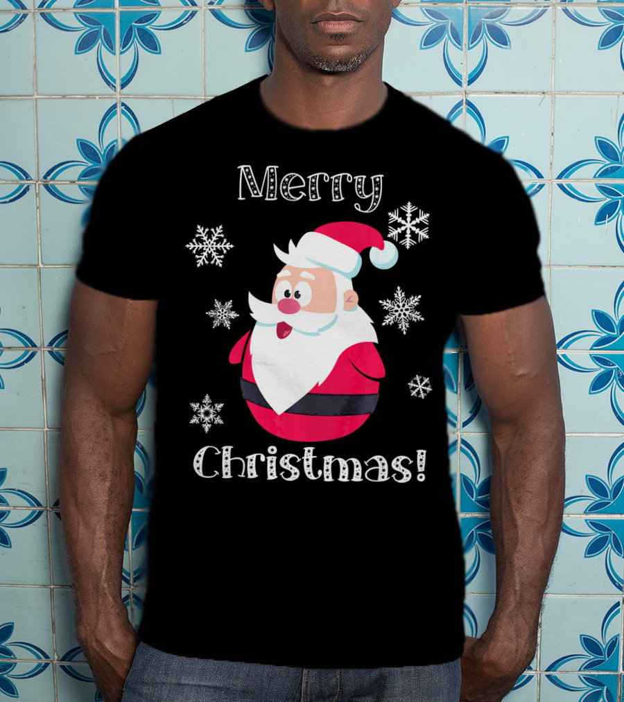 Merry Christmas Santa Claus Cute Snowflakes T-Shirt