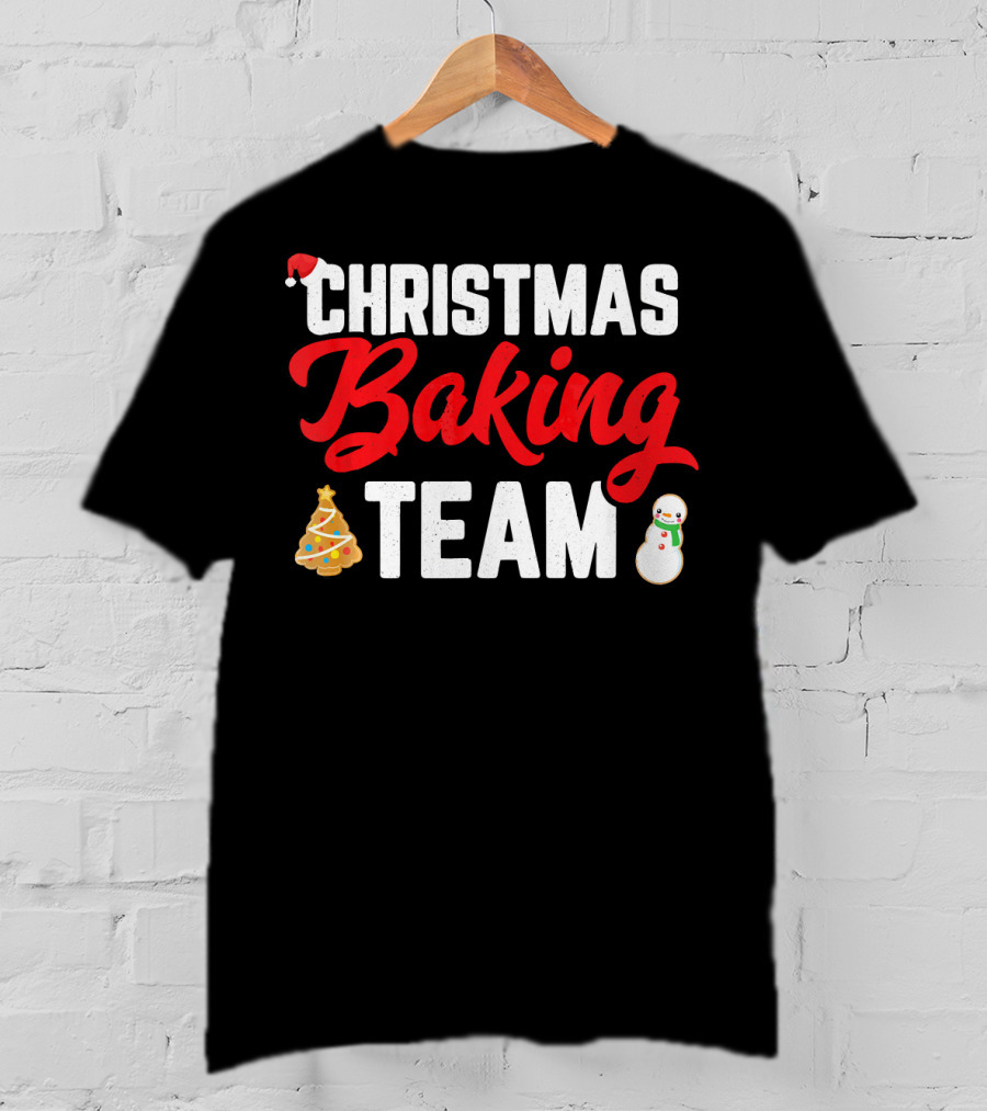 Christmas Baking Team Holiday Cookie Fun Christmas Tree Snowman T-Shirt
