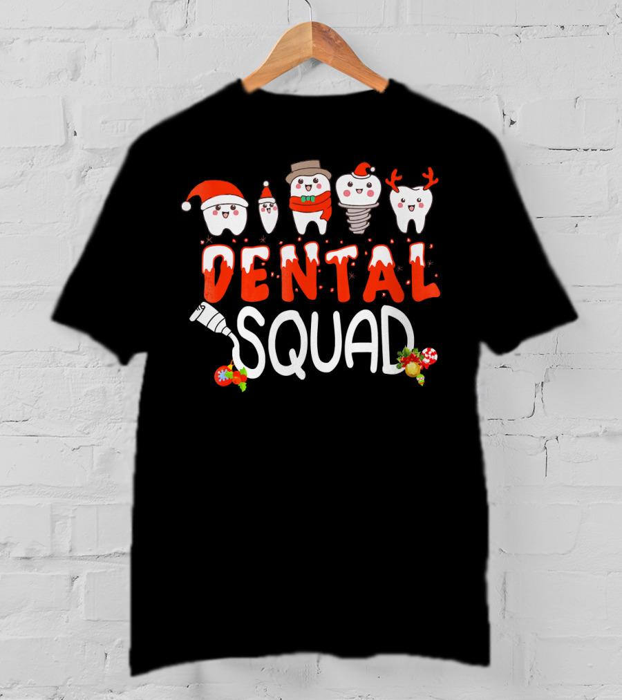 Dental Squad Tooth Christmas Santa Reindeer Festive Dent T-Shirt