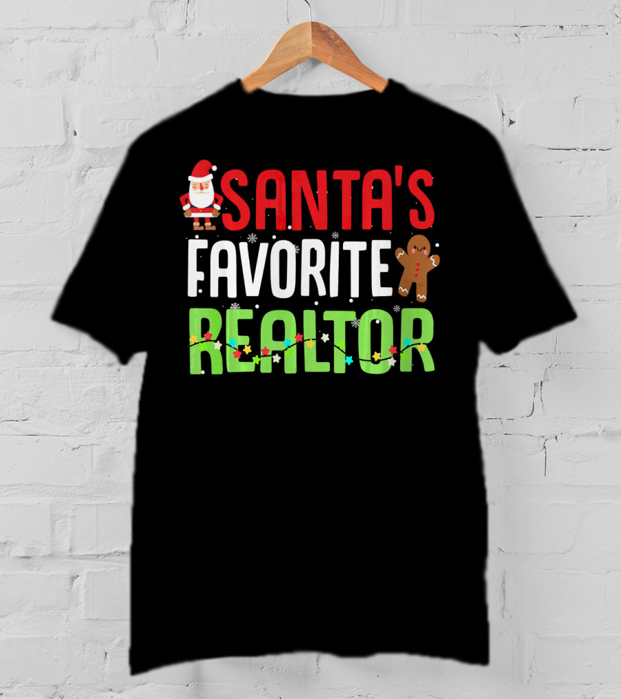 Santa's Favorite Realtor Gingerbread Lights T-Shirt
