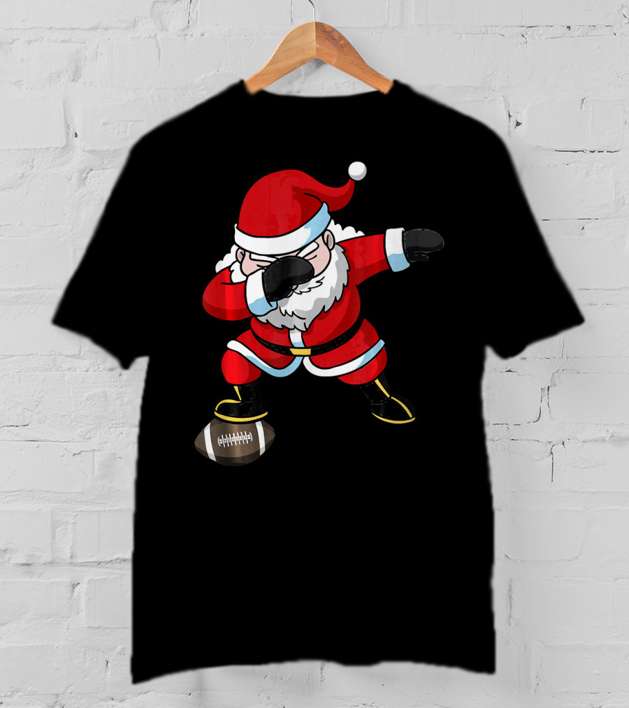 Football Santa Dabbing With Christmas Cheer T-Shirt