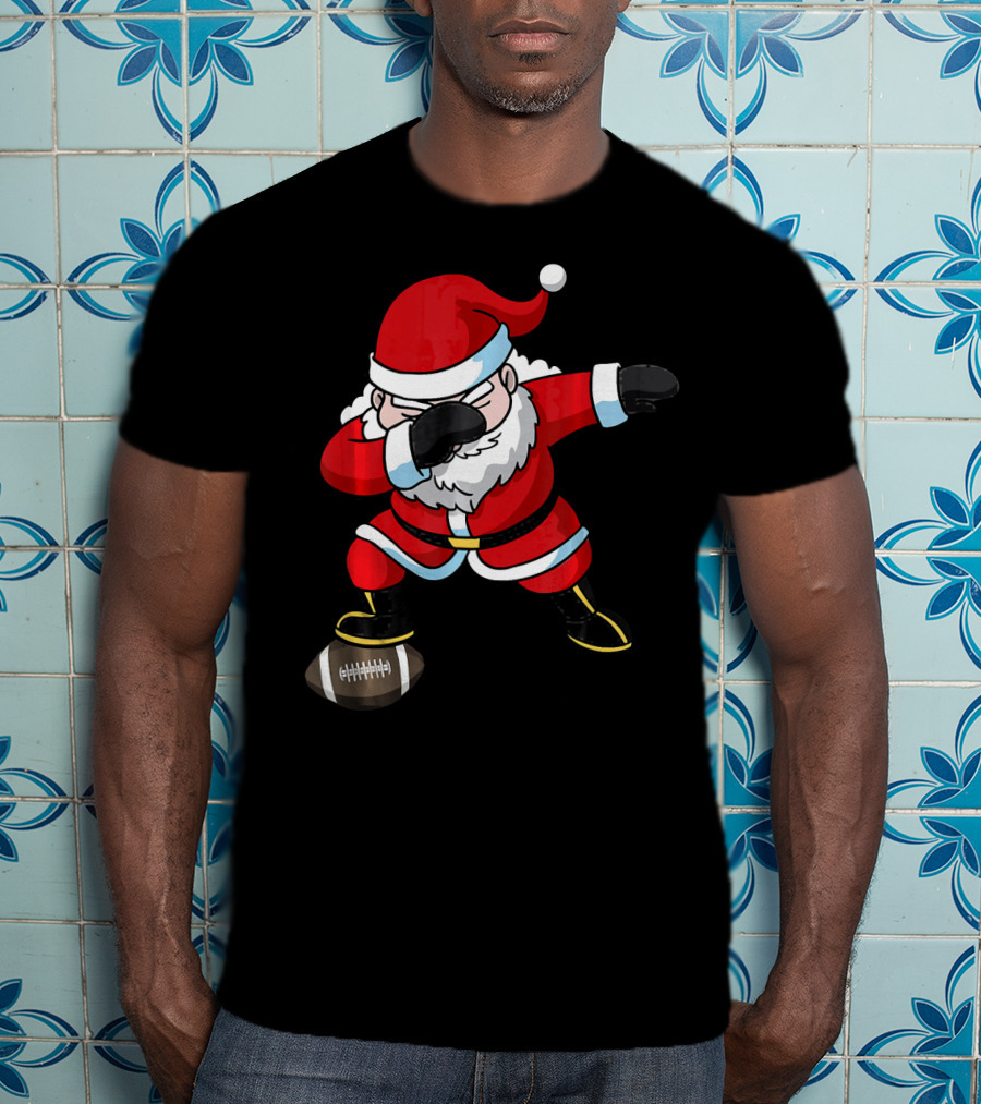 Football Santa Dabbing With Christmas Cheer T-Shirt