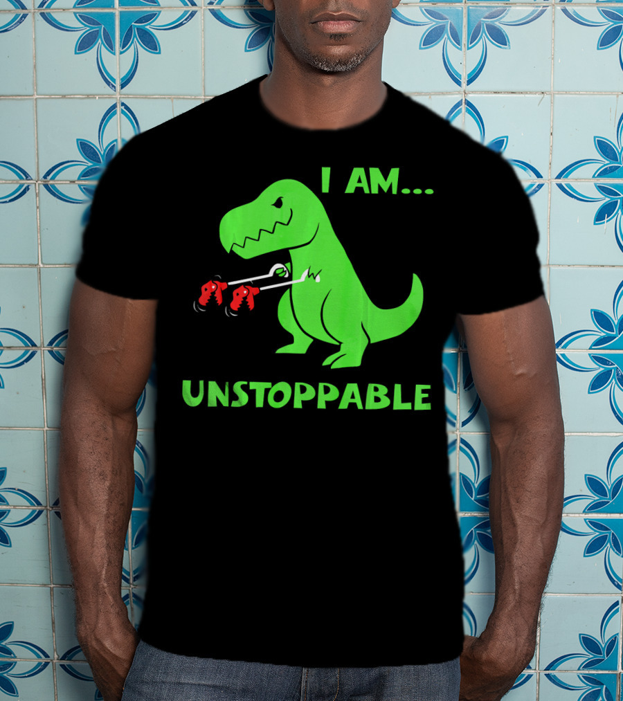 I Am Unstoppable T Rex Dinosaur Boxing Gloves T-Shirt