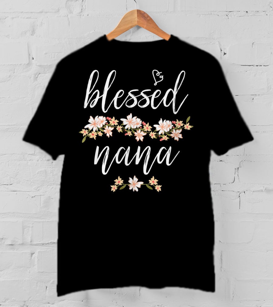 Blessed Nana Floral Script T-Shirt