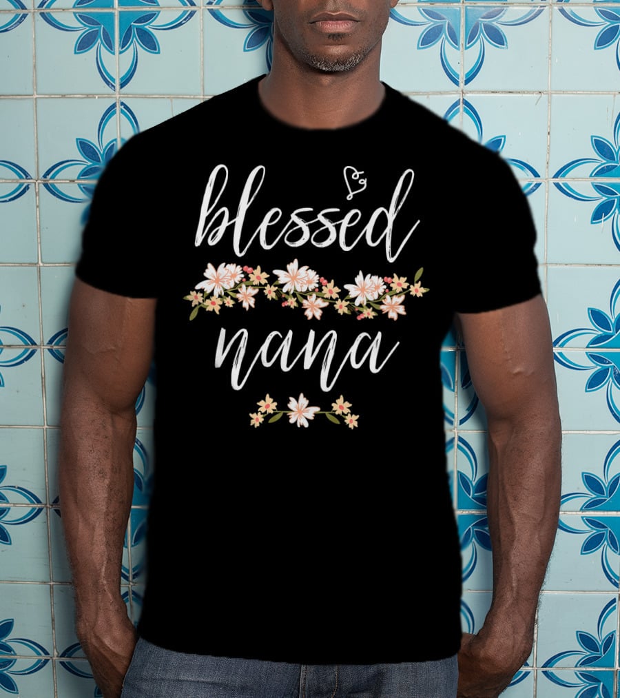 Blessed Nana Floral Script T-Shirt