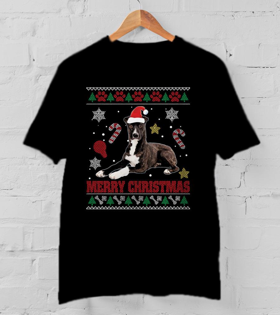 Merry Christmas Mountain Cur Dog Santa Hat Ugly T-Shirt