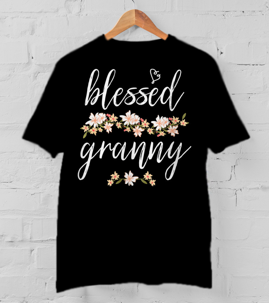 Blessed Granny Floral Script T-Shirt