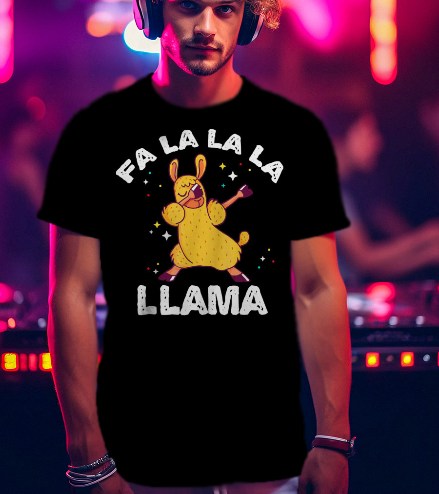 FA LA LA LA Llama Dabbing Xmas T-Shirt