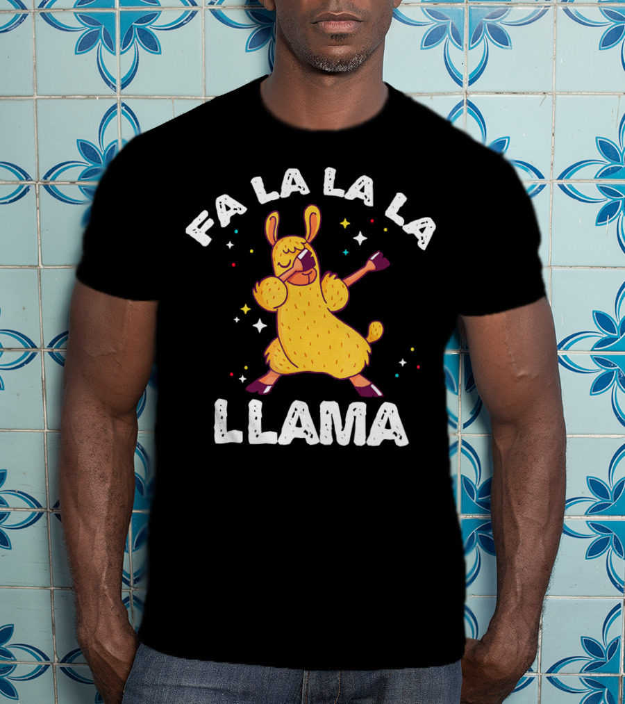 FA LA LA LA Llama Dabbing Xmas T-Shirt