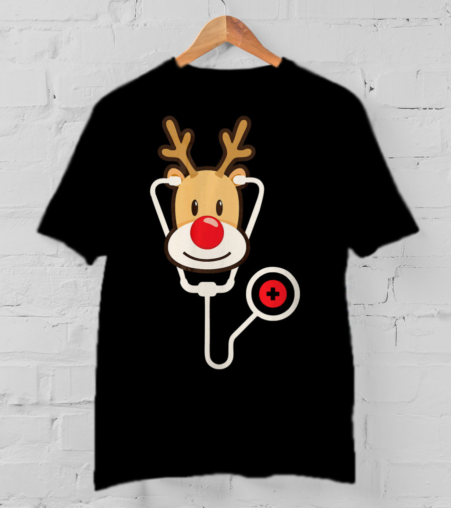 Cute Moose Reindeer Stethoscope Nurse T-Shirt