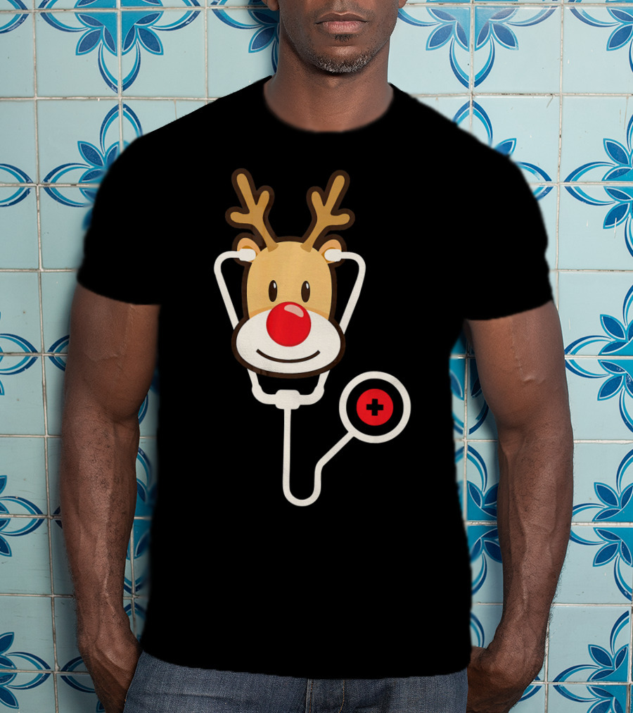 Cute Moose Reindeer Stethoscope Nurse T-Shirt