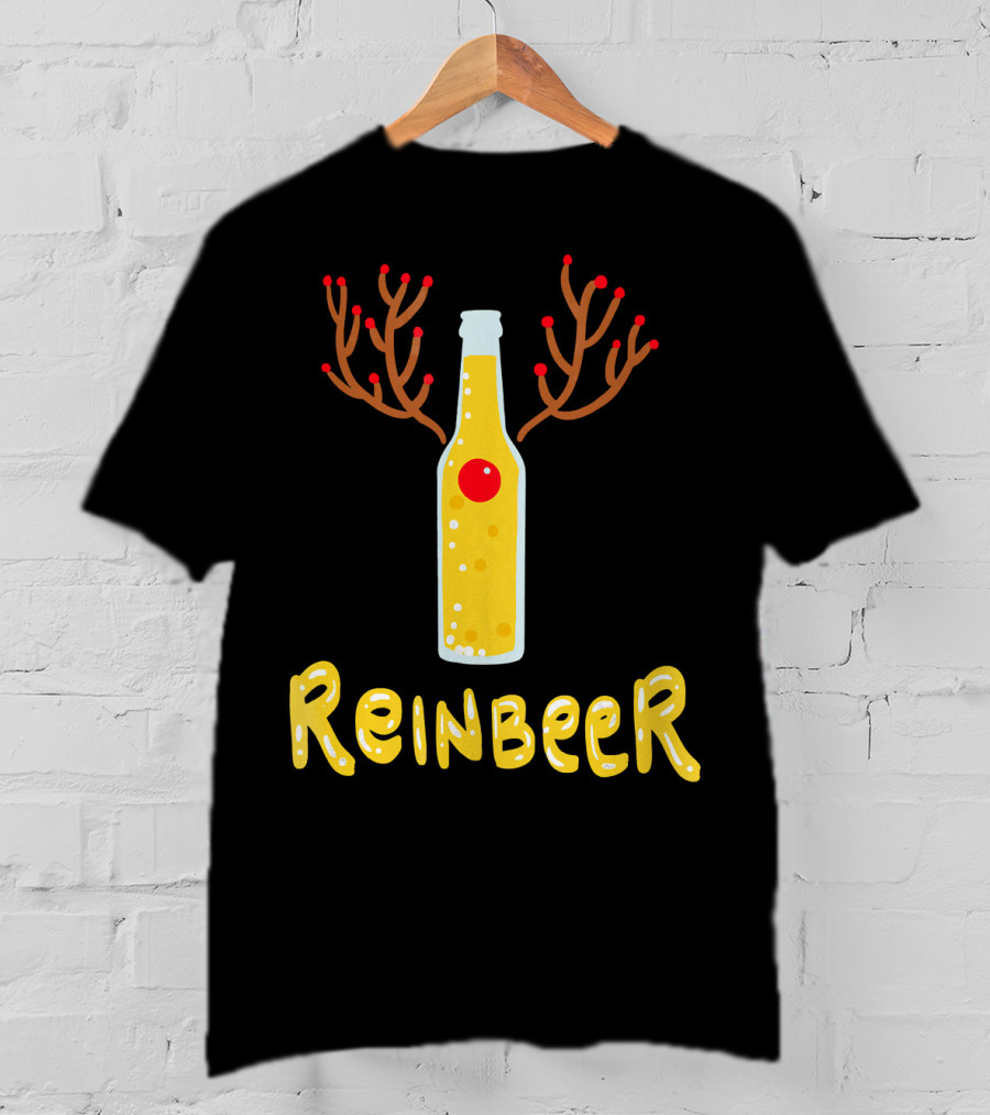 Reindeer Reinbeer Antler Bottle T-Shirt