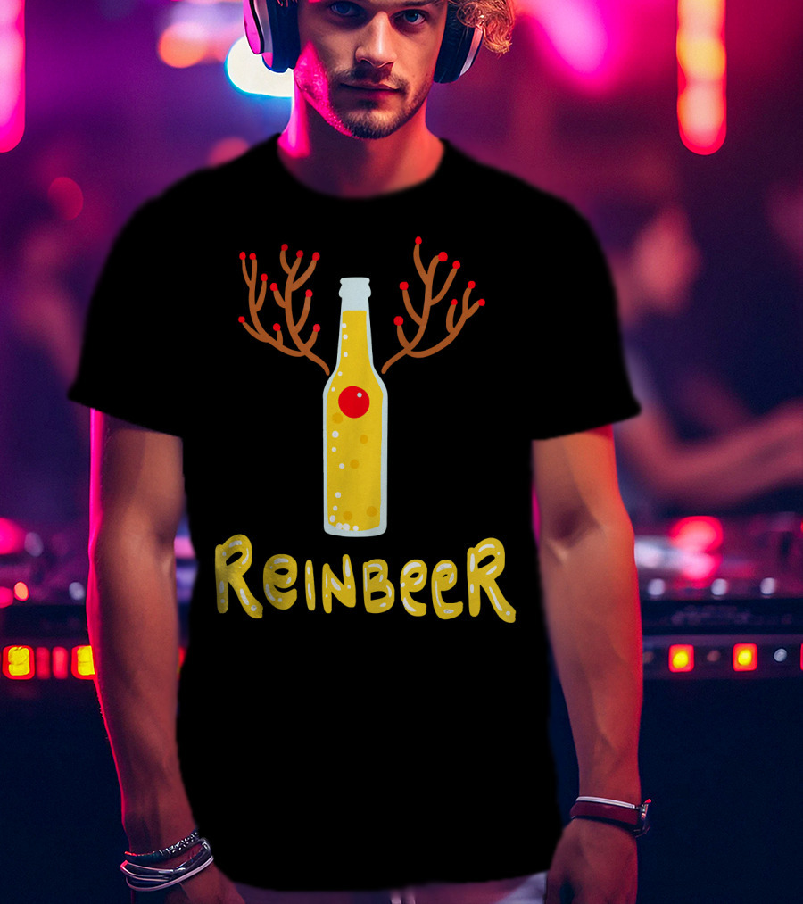 Reindeer Reinbeer Antler Bottle T-Shirt