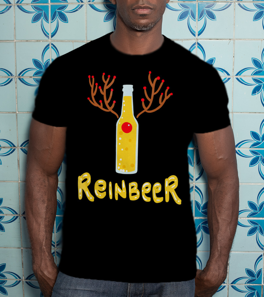 Reindeer Reinbeer Antler Bottle T-Shirt