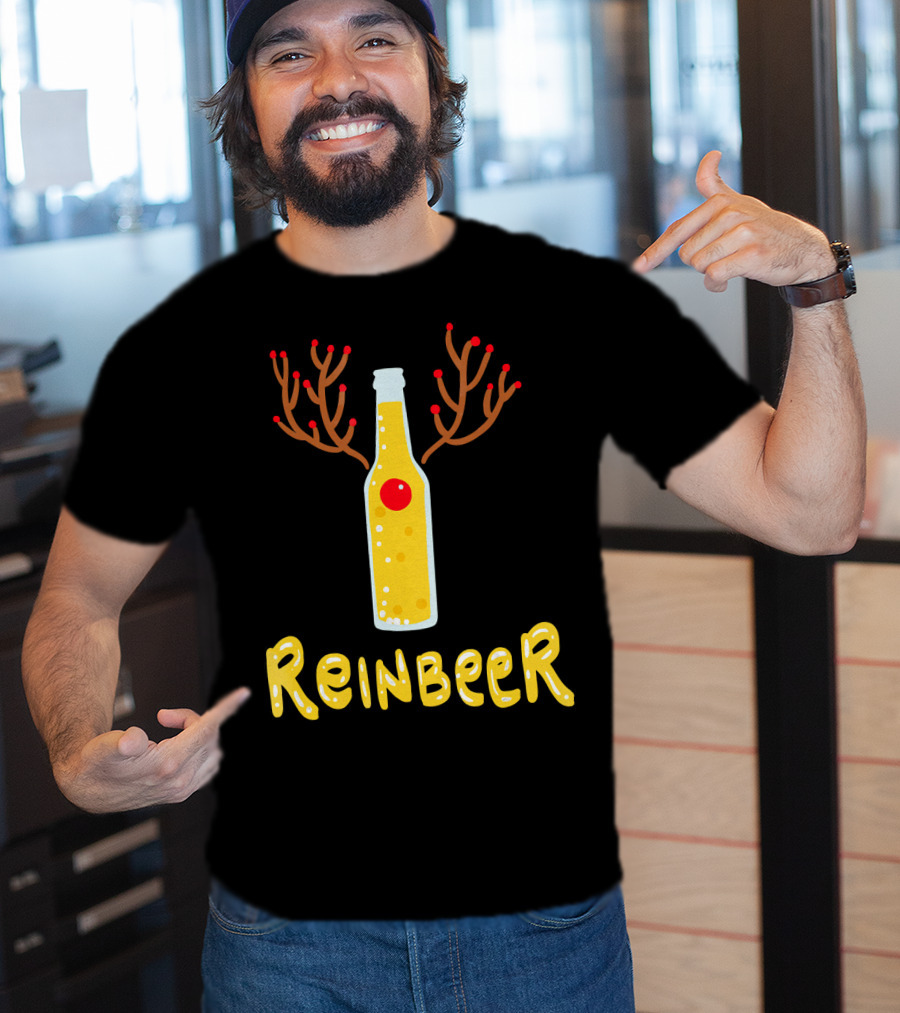 Reindeer Reinbeer Antler Bottle T-Shirt